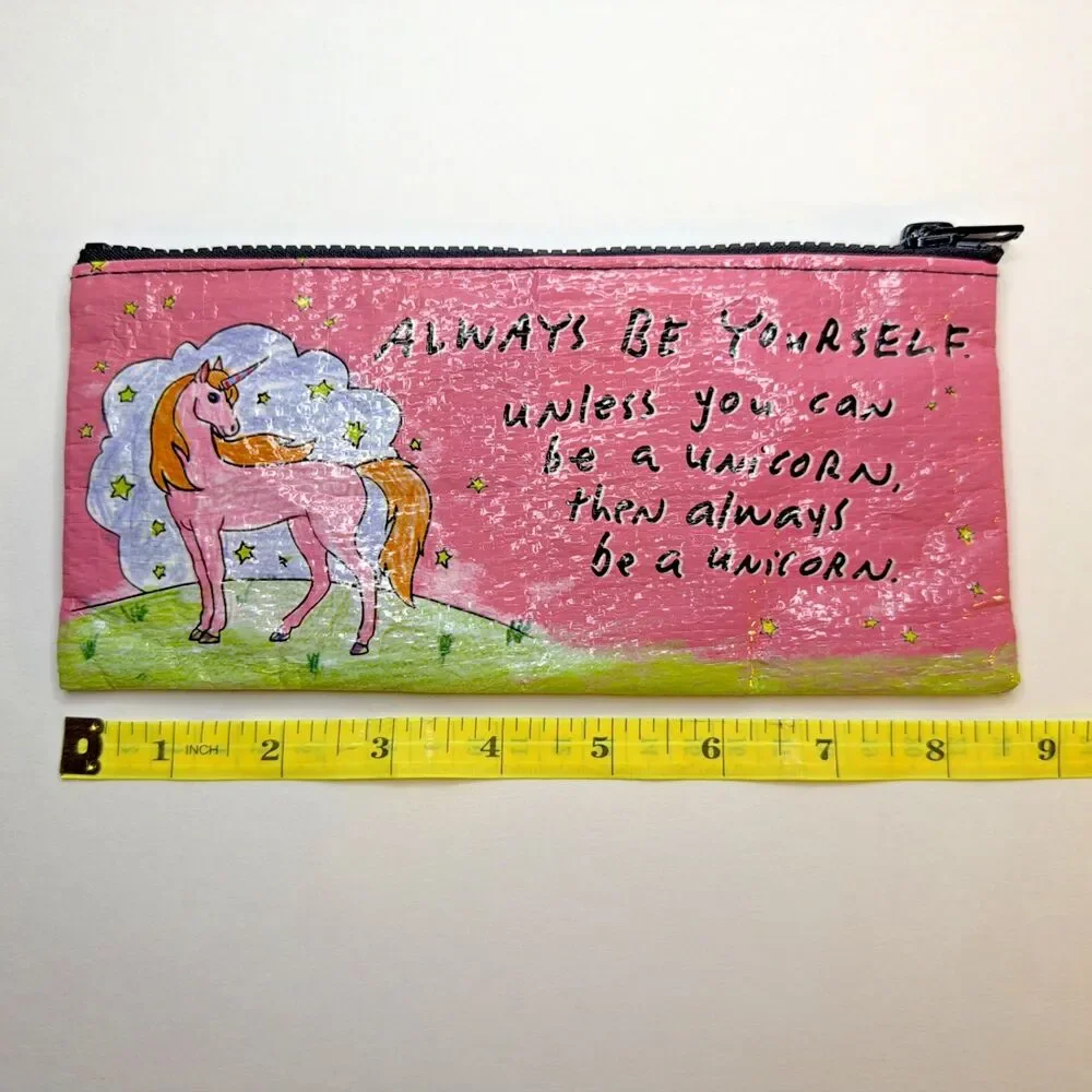 Blue Q Zipper Pouch Bag Always Be Yourself Unicorn Pencil Makeup Bag KA